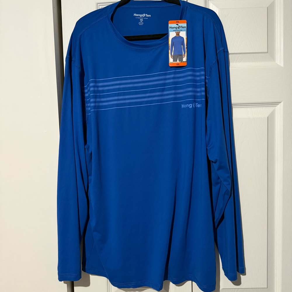 Hang Ten Men’s Light Blue Long Sleeve Shirt UPF 50+ Coastal Sunwear, Size XXL